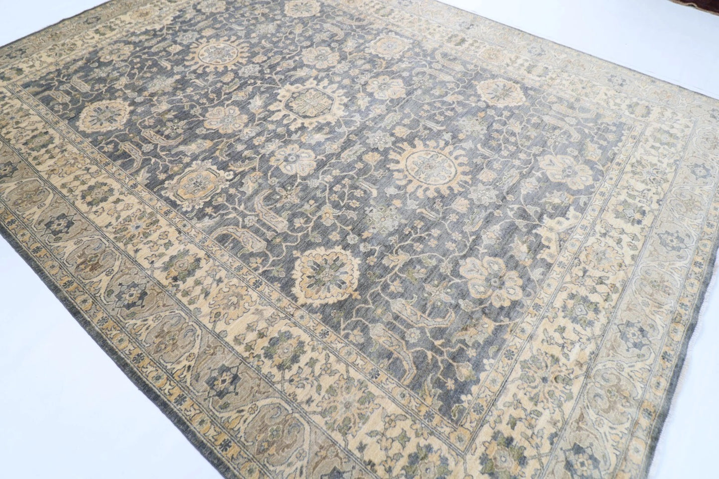 275 x 361 cm | Oriental Grey Afghan Tribal Hand Knotted Carpet