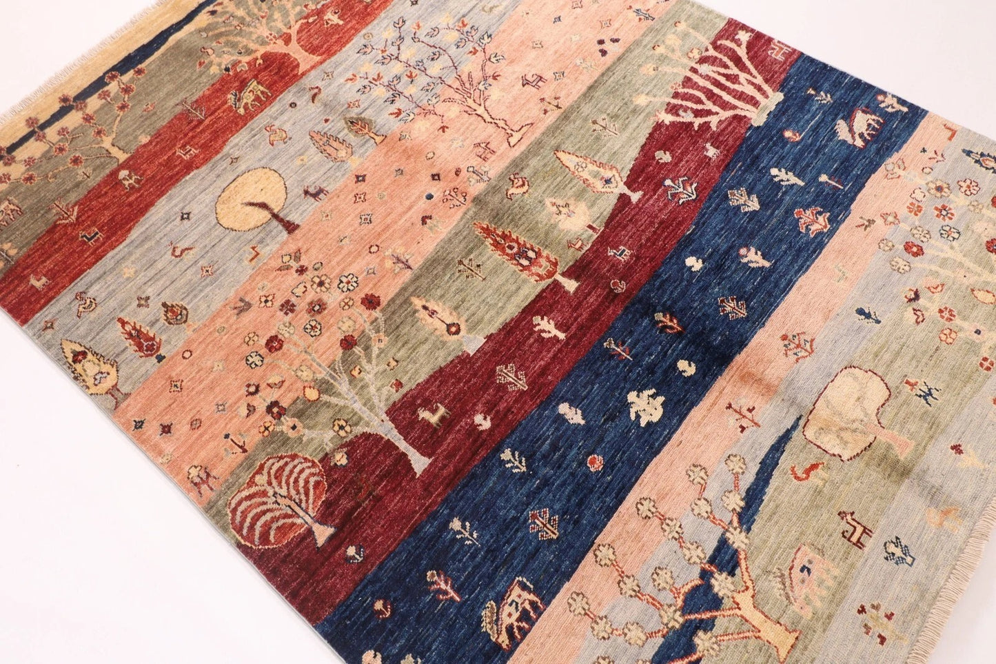 149 x 200 cm | Landscape Afghan Tribal Hand Knotted Veg Dye Wool Carpet