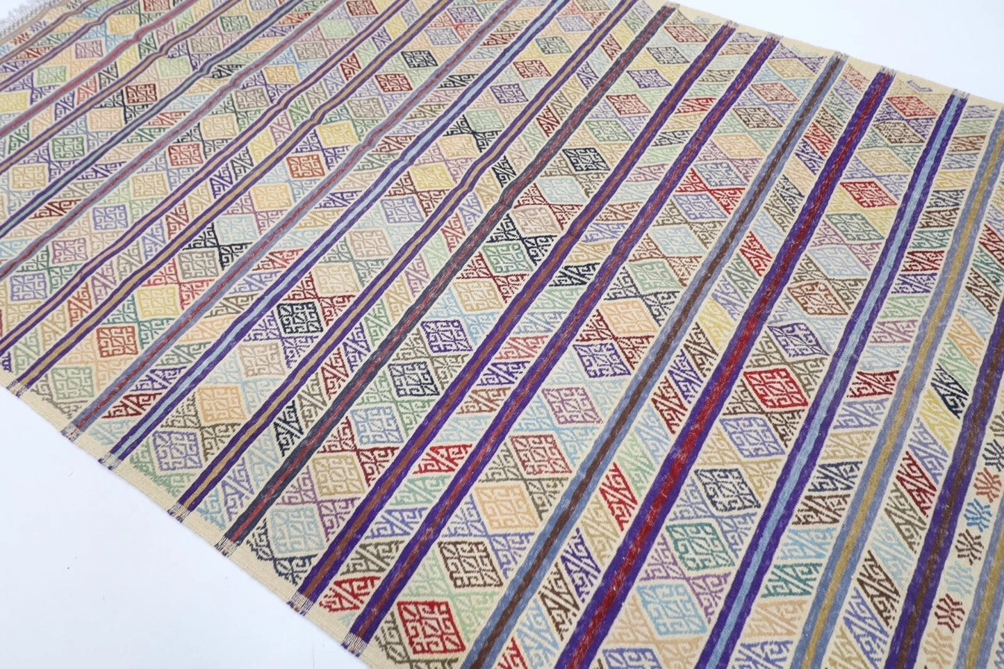 195 x 299 cm | Flat weaved Afghan Tribal Hand Knotted Carpet