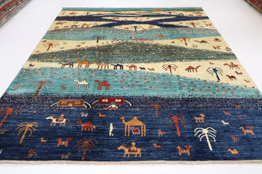 247 x 293 cm | Landscape Afghan Tribal Hand Knotted Carpet