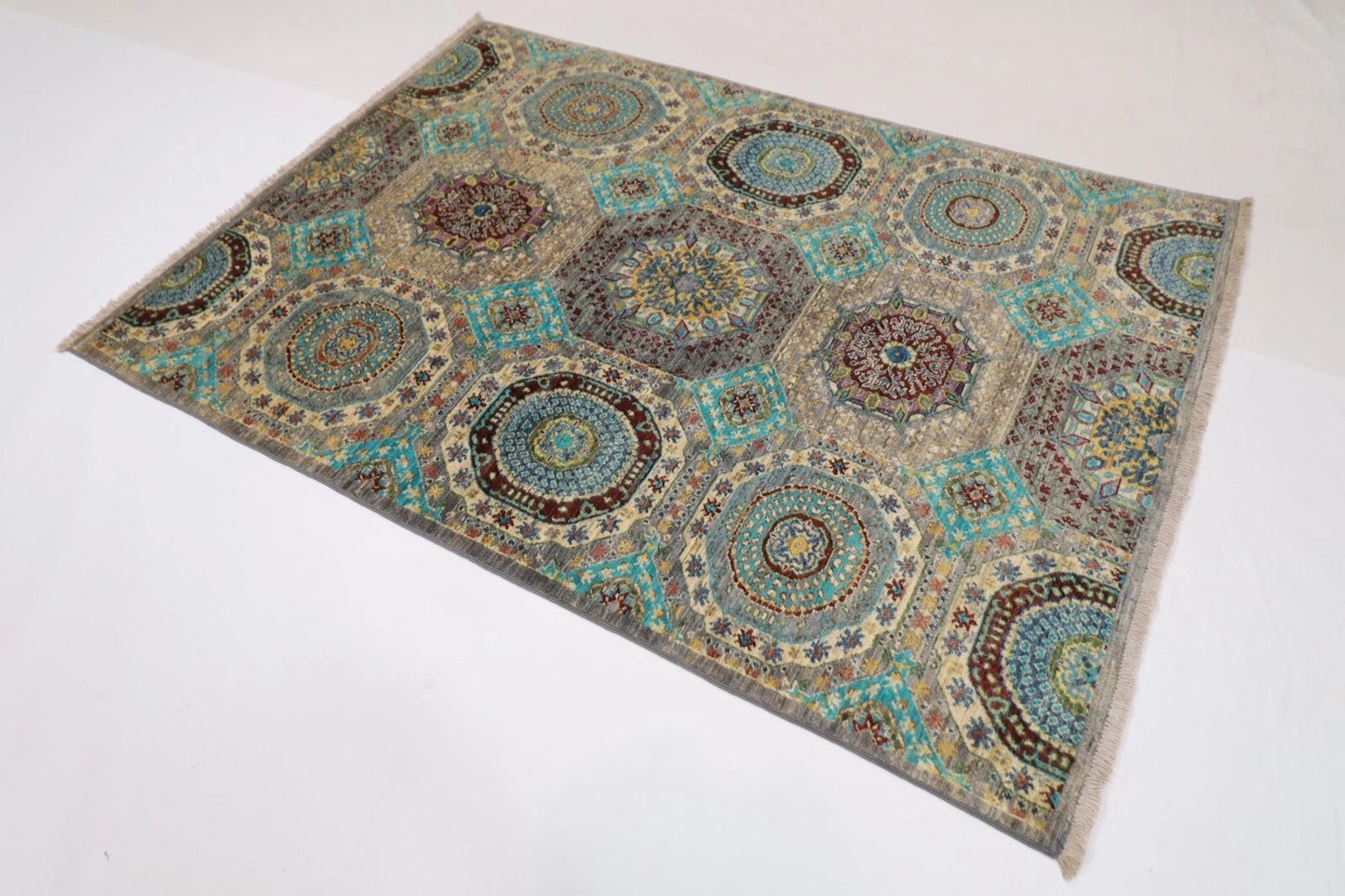 143 x 198 cm | Mamluk Afghan Tribal Hand Knotted Veg Dye Wool Carpet