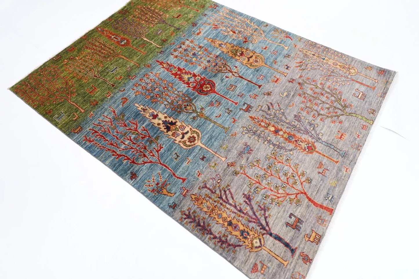 153 x 203 cm | Trees Afghan Tribal Hand Knotted Veg Dye Wool carpet