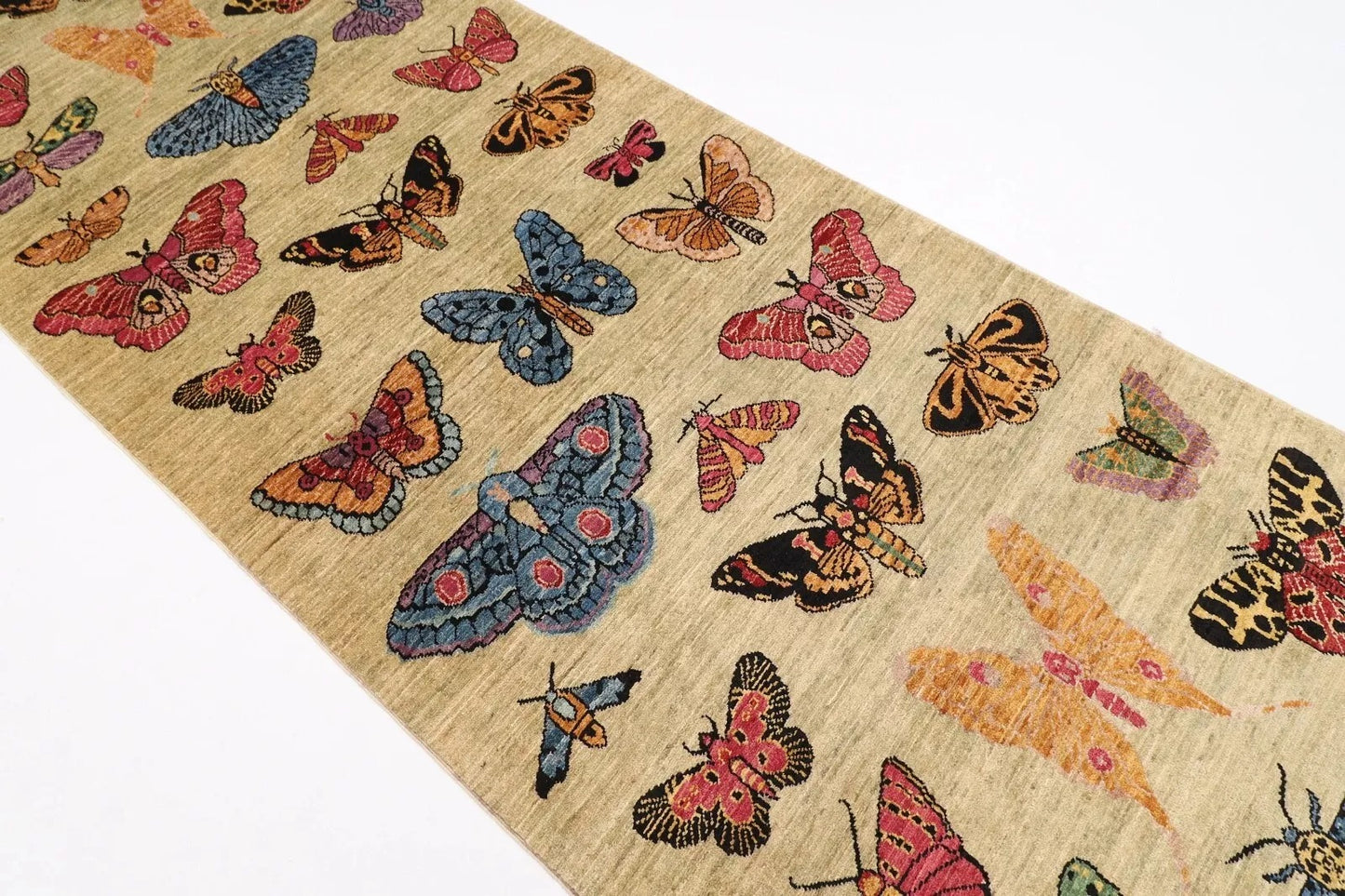 104 x 297 cm | Butterflies Afghan Tribal Hand Knotted Wool Runner