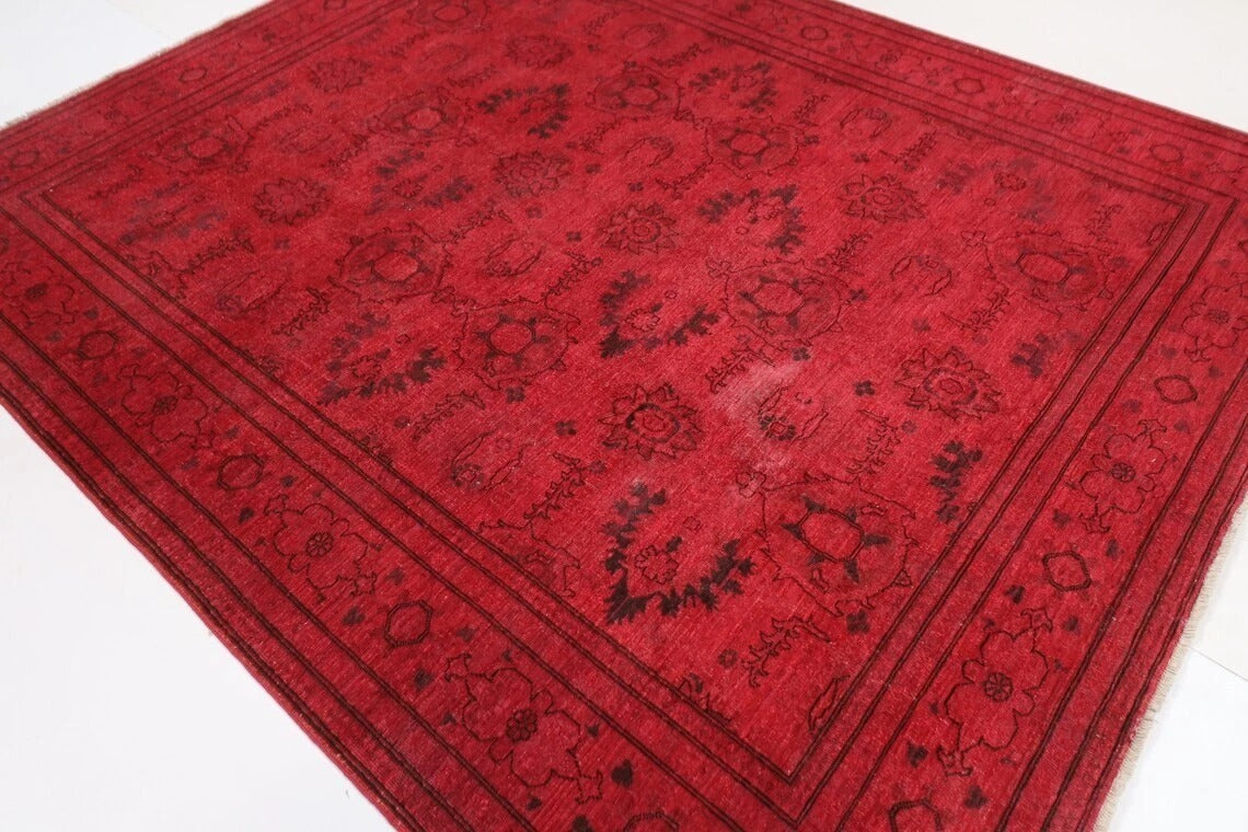 235 x 285 cm | Over Dyed Afghan Tribal Hand Knotted Carpet