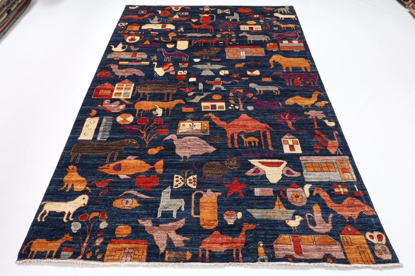 183 x 273 cm | Animal Gabbeh Blue Afghan Tribal Hand Knotted Veg Dye Wool carpet