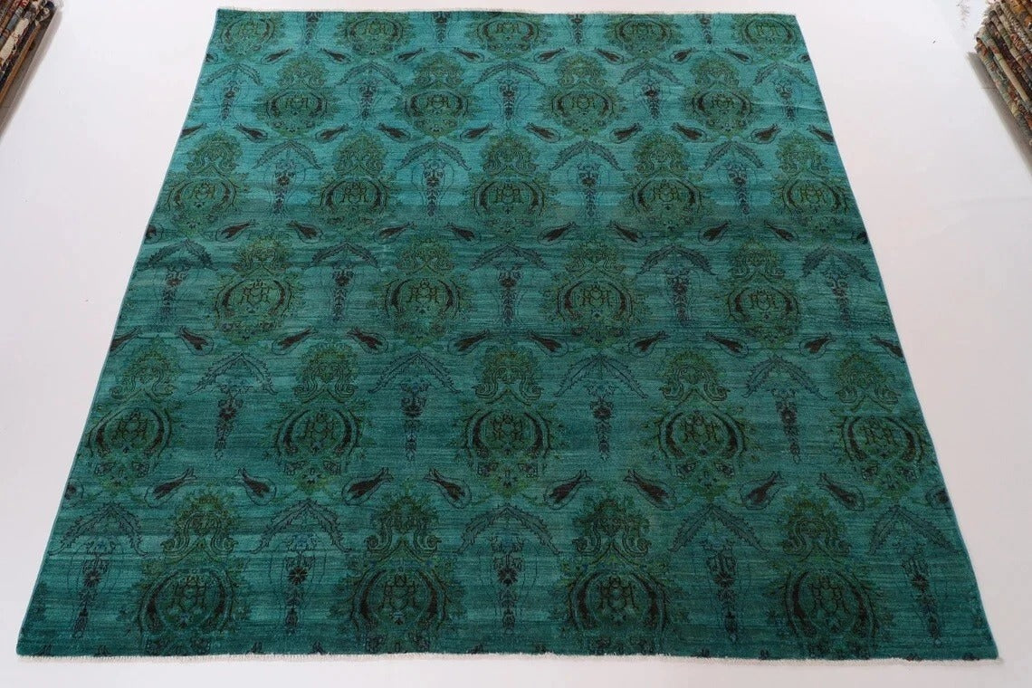 258 x 259 cm | Turquoise Afghan Tribal Hand Knotted Wool Round Carpet