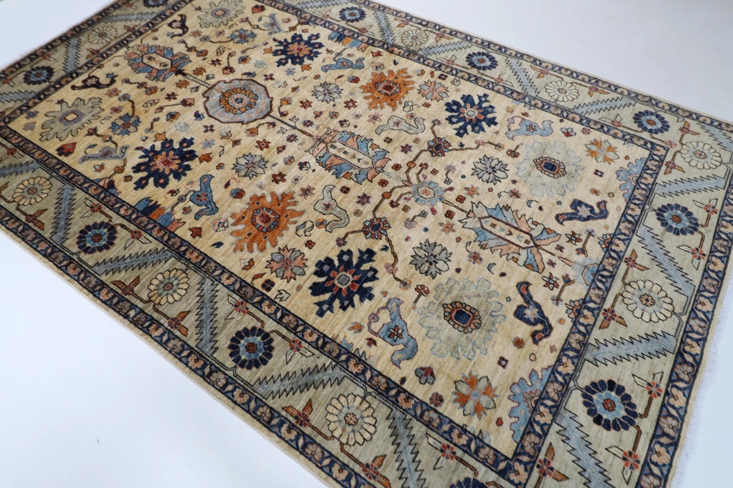 180 x 278 cm |  Bidjar Beige Afghan Tribal Hand Knotted Veg Dye Wool carpet
