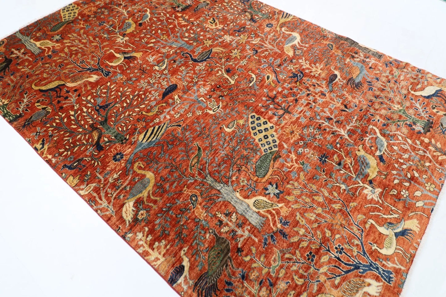 200 x 292 cm | Birds Afghan Tribal Hand Knotted Carpet