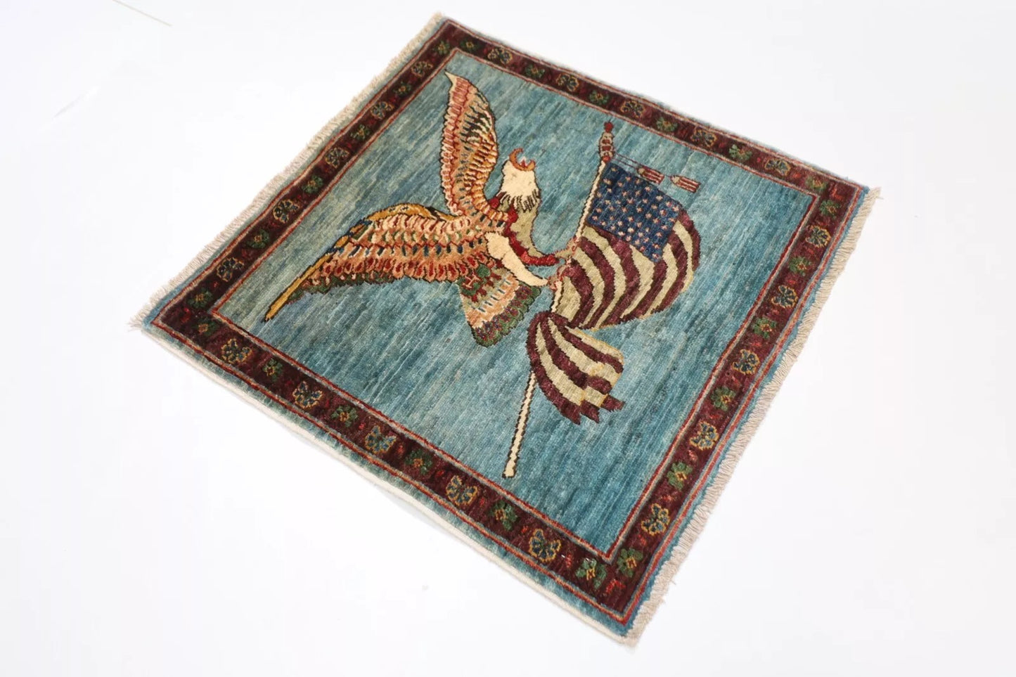 80 x 82 cm | Falcon Afghan Tribal Hand Knotted Wool Carpet