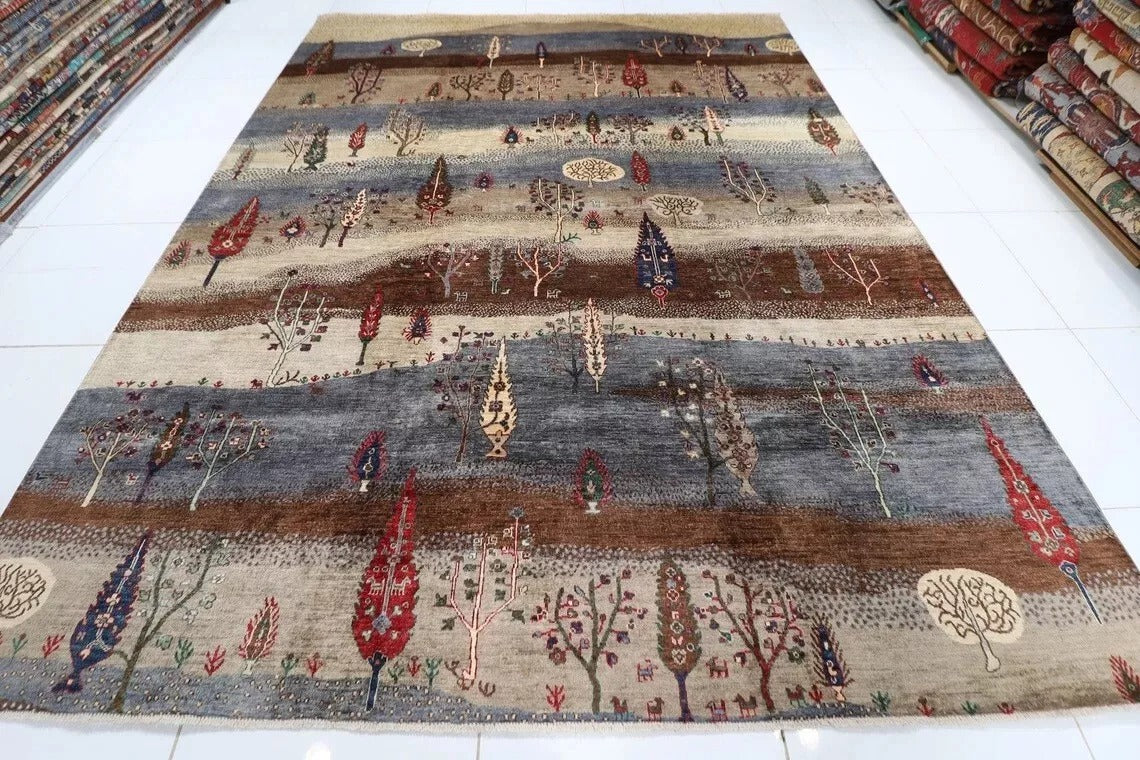 277 x 358 cm | Landscape Afghan Tribal Hand Knotted Carpet