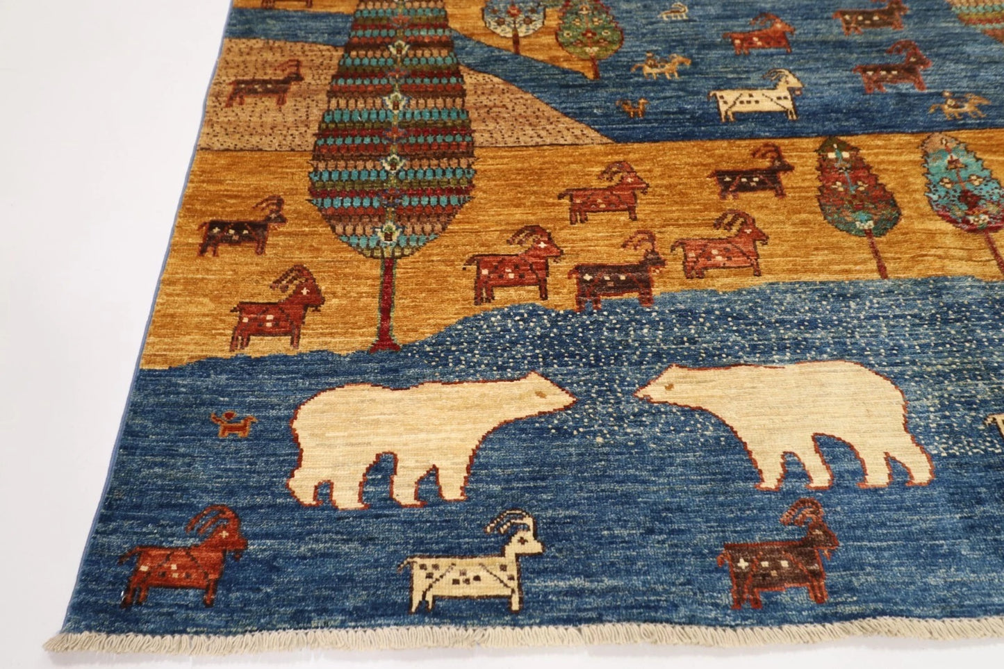 195 x 195 cm | Animal Afghan Tribal Hand Knotted Wool Carpet