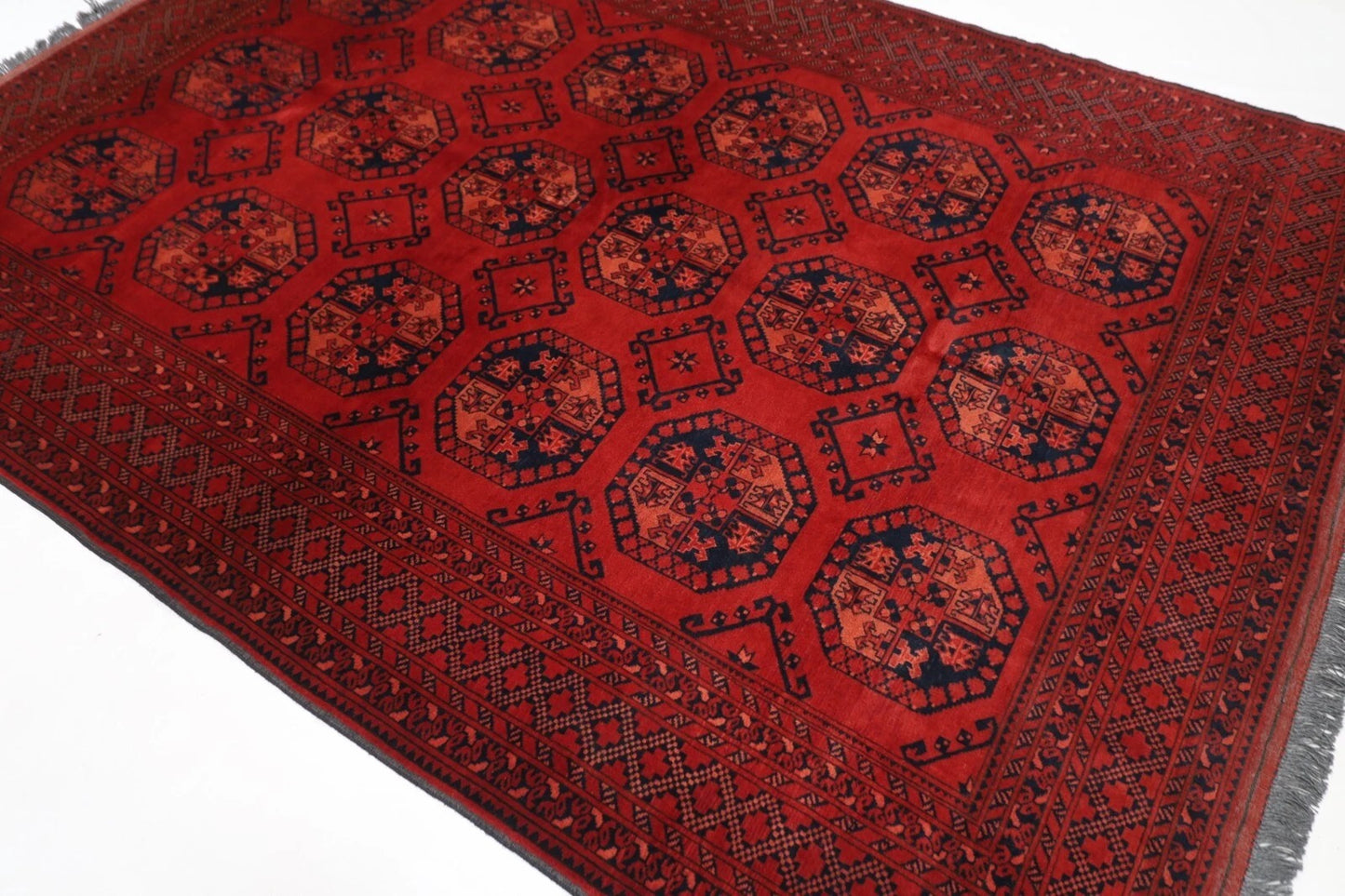 211 x 298 cm | Bokhara Afghan Tribal Hand Knotted Carpet