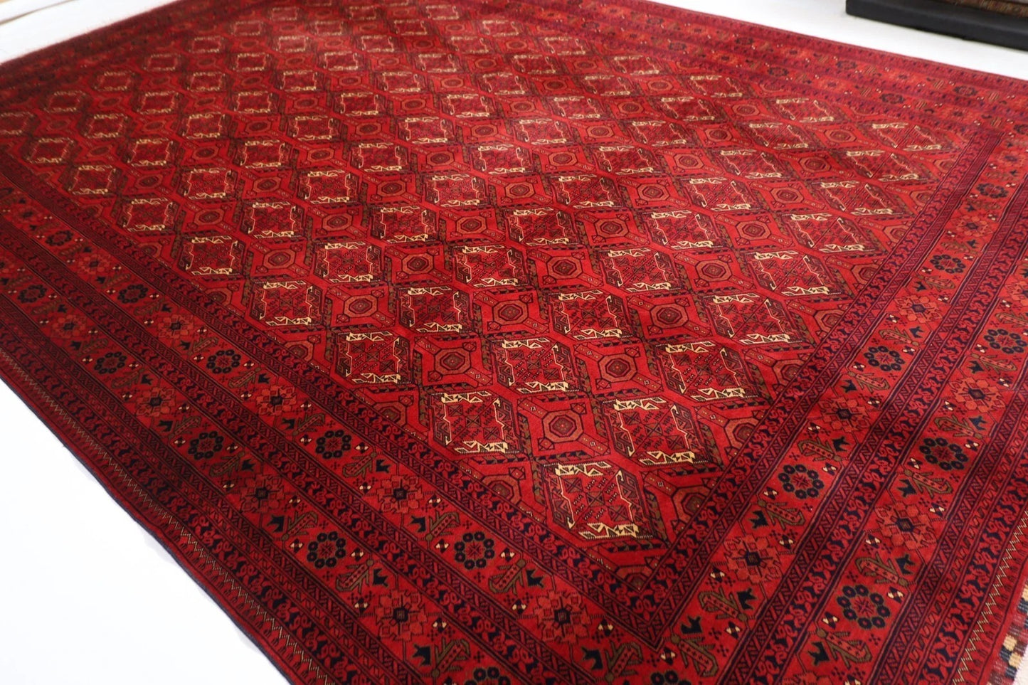 301 x 420 cm | Bokhara Afghan Tribal Hand Knotted Carpet