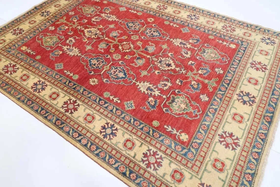 202 x 283 cm | Kazak Afghan Tribal Hand Knotted Carpet