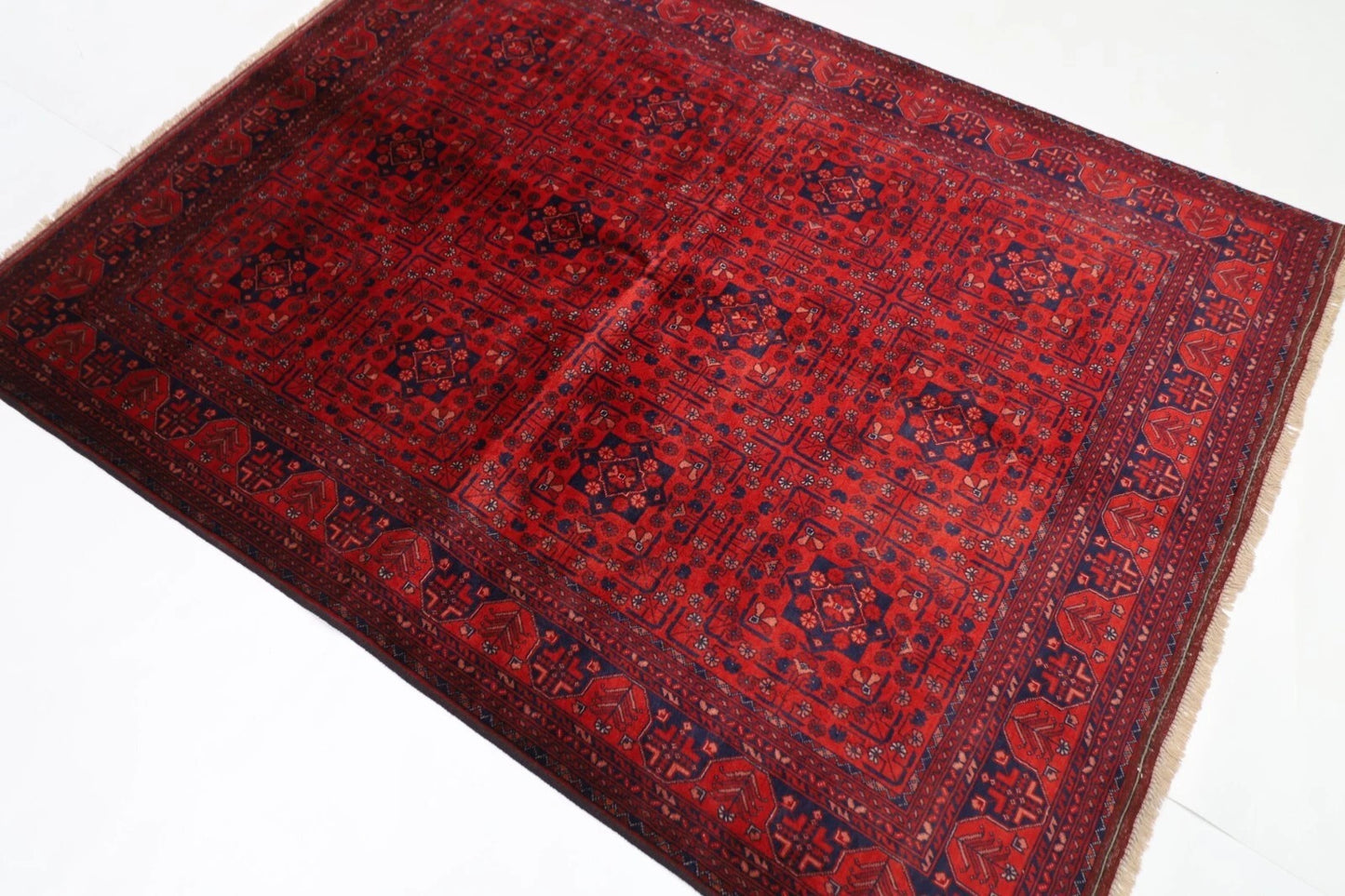 154 x 203 cm | Belgic Tribal Hand Knotted Veg Dye Wool Carpet