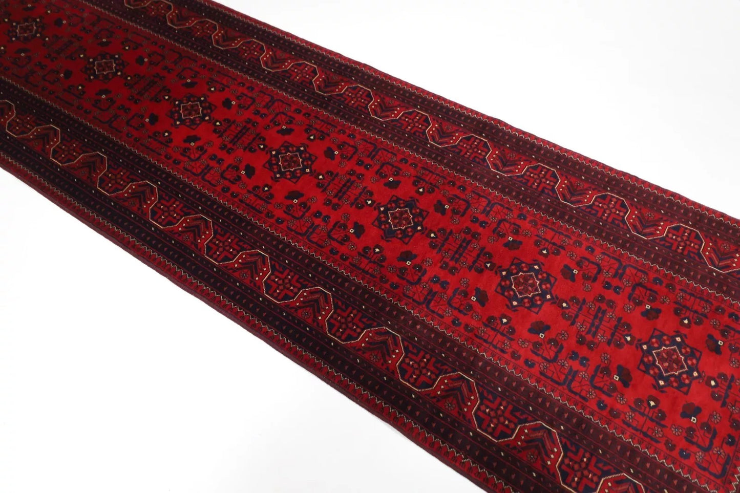 86 x 302 cm | Belgic Afghan Tribal Hand Knotted Wool Runner