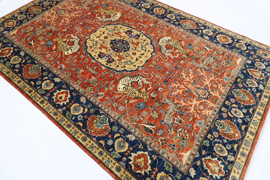 197 x 298 cm | Orange Afghan Tribal Hand Knotted Carpet