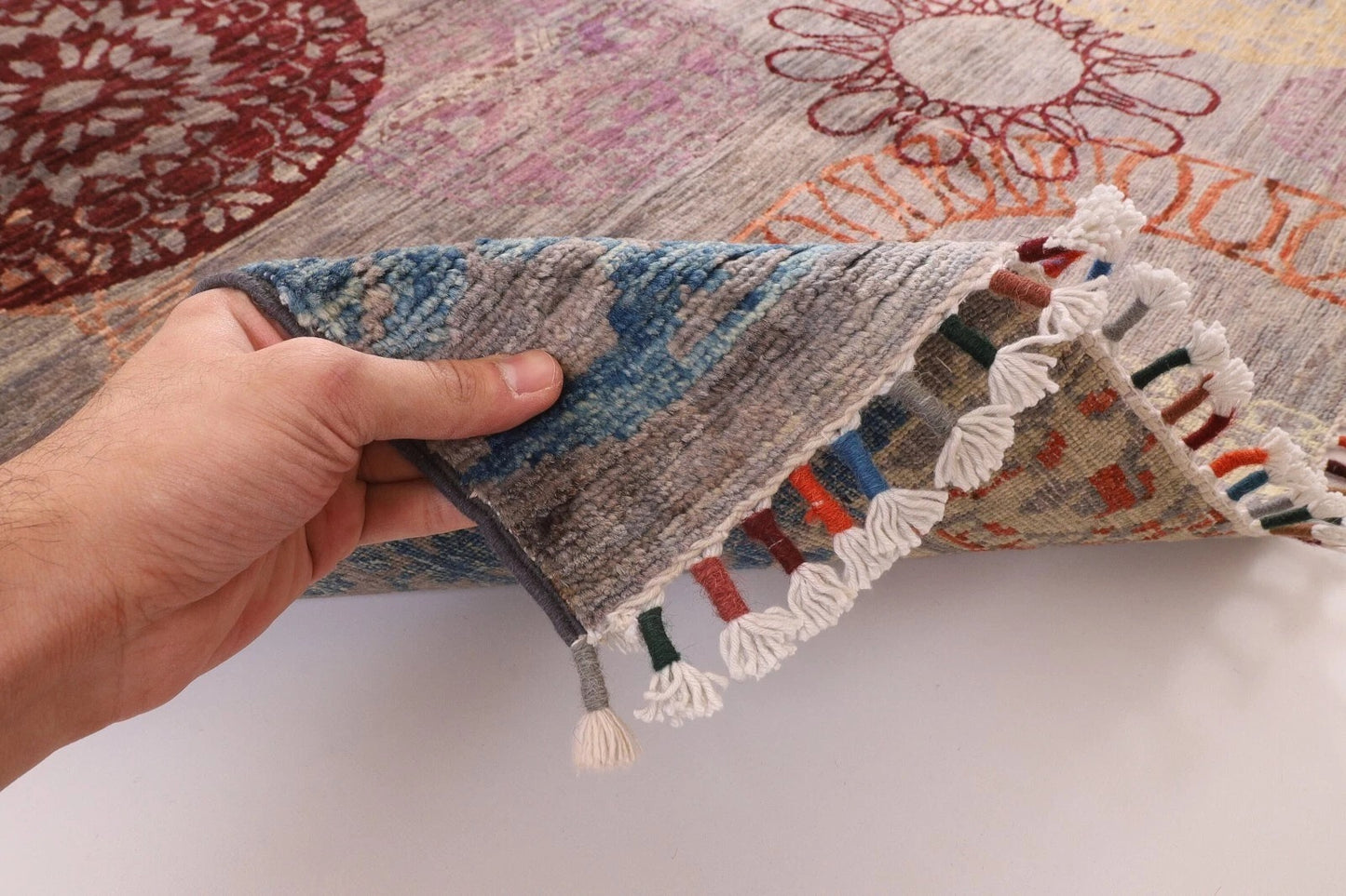 145 x 197 cm | Art Afghan Tribal Hand Knotted Veg Dye Wool Carpet