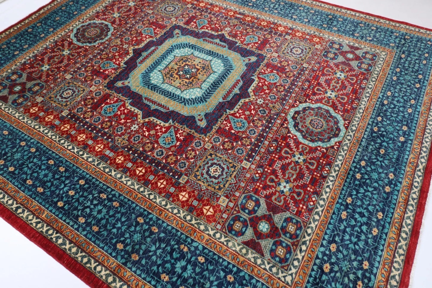 249 x 294 cm | Mamluk Afghan Tribal Hand Knotted Carpet