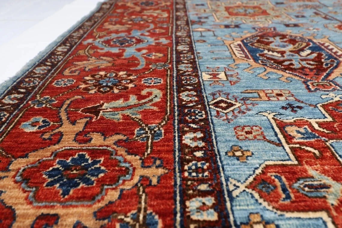 192 x 267 cm | Waziri Blue Afghan Tribal Hand Knotted Veg Dye Wool Carpet