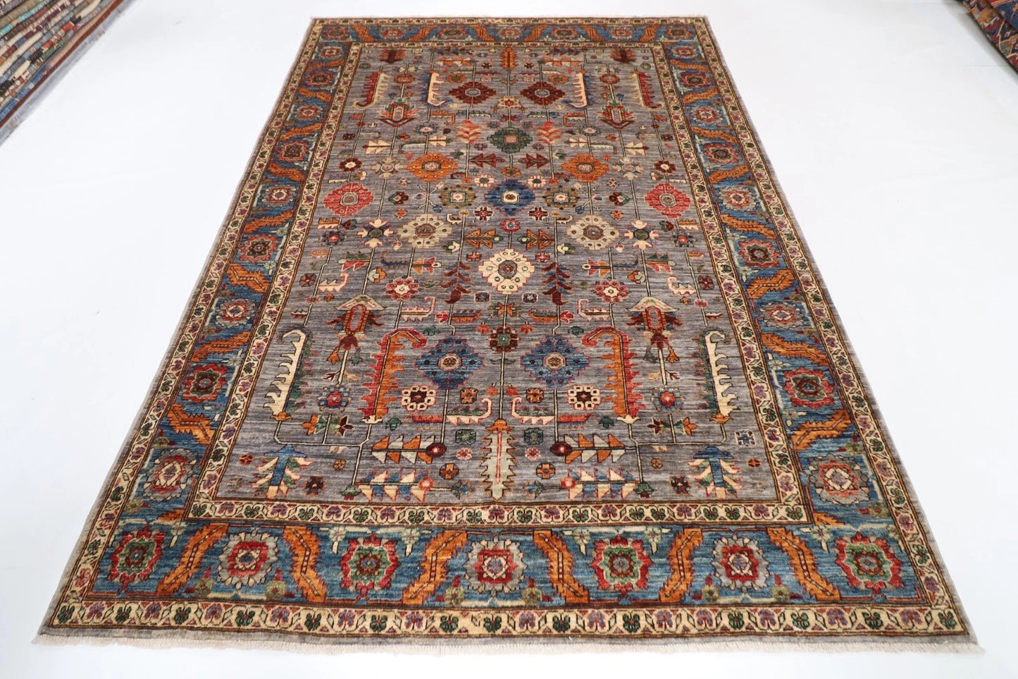 188 x 273 cm | Bidjar Gray Afghan Tribal Hand Knotted Veg Dye Wool carpet