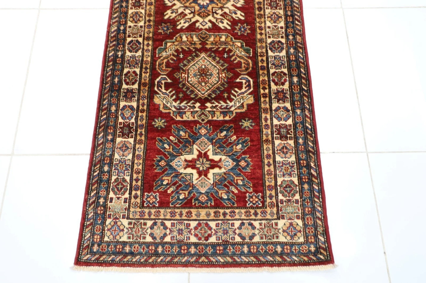 77 x 263 cm | Kazak Afghan Tribal Hand Knotted Wool Runner