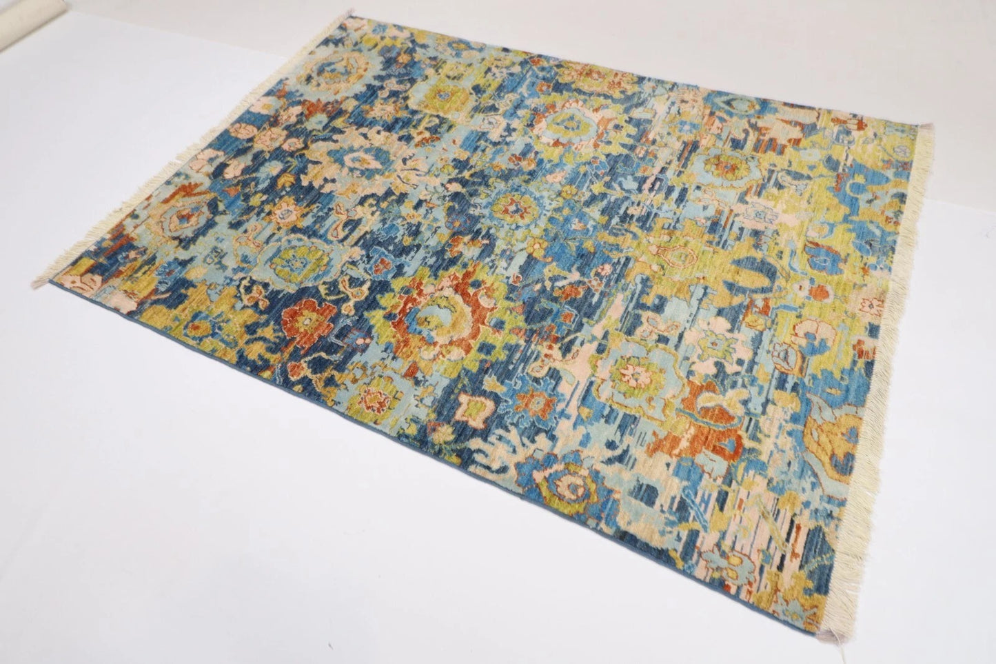 148 x 196 cm | Abstract Afghan Tribal Hand Knotted Veg Dye Wool Carpet