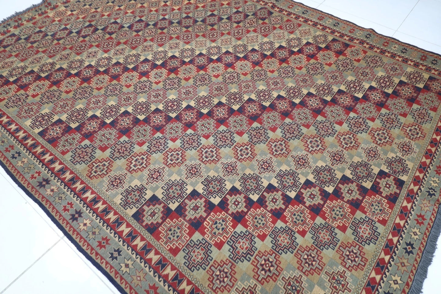229 x 301 cm | Sumak Afghan Tribal Hand Knotted Kilim