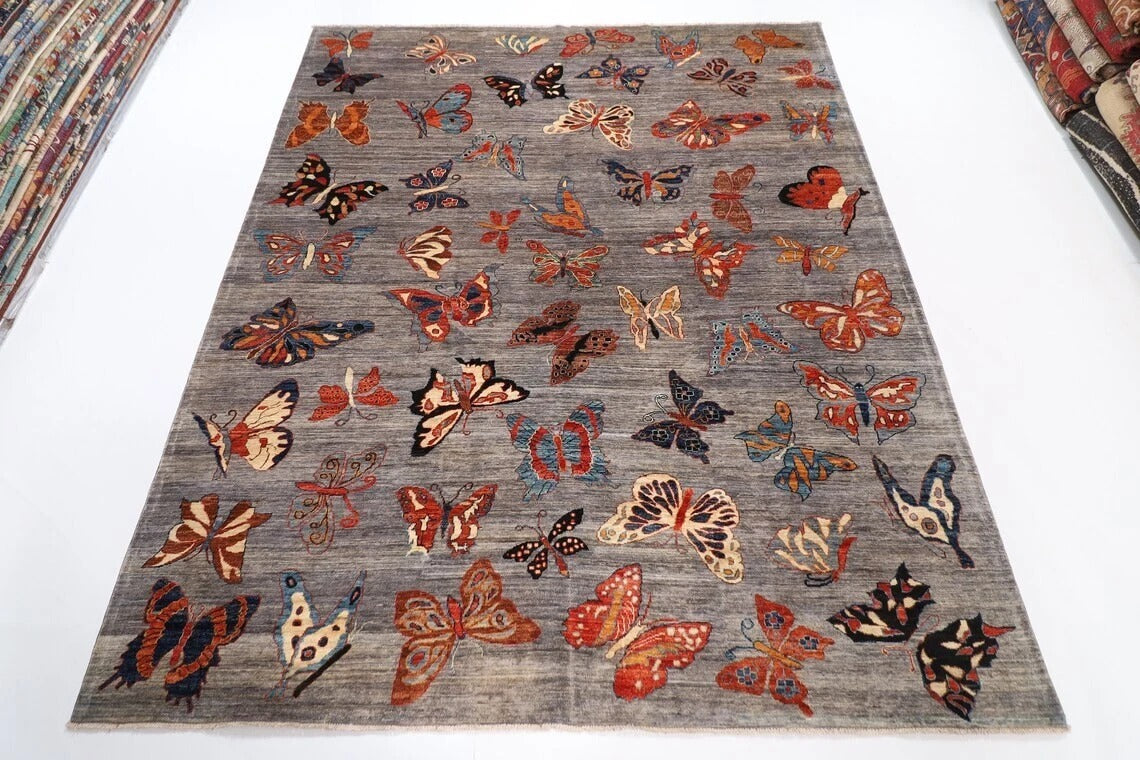249 x 300 cm | Butterflies Afghan Tribal Hand Knotted Carpet