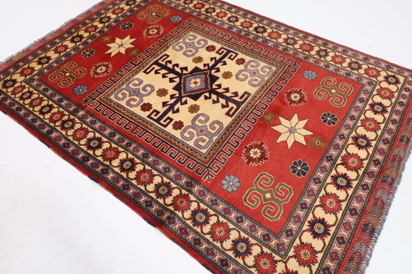 153 x 214 cm | Tribal Hand Knotted Veg Dye Wool Carpet