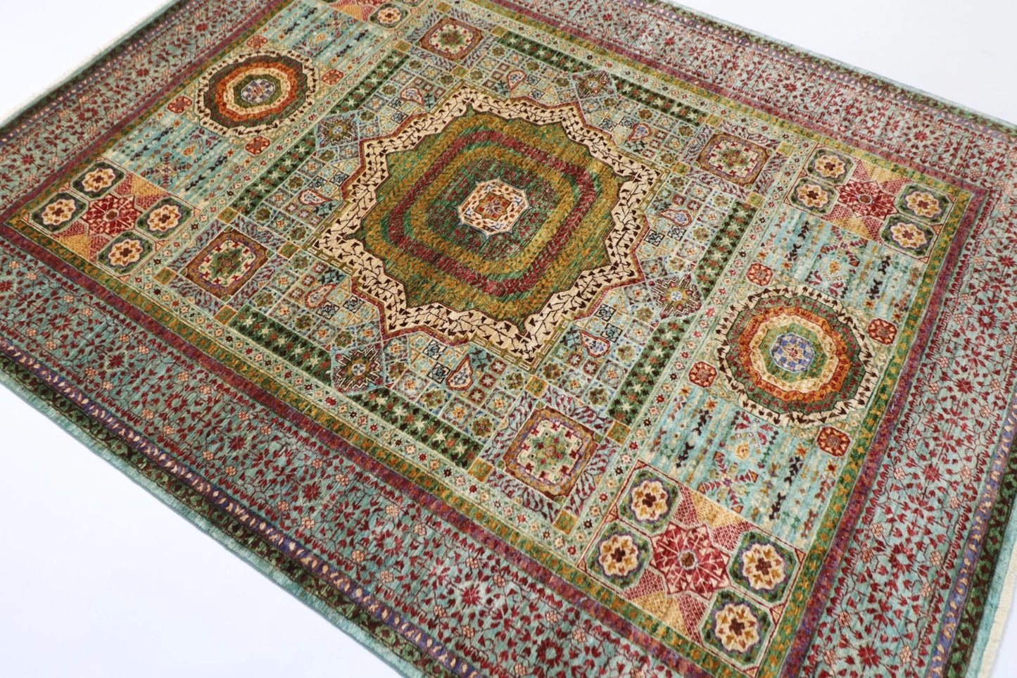 175 x 228 cm | Mamluk Afghan Tribal Hand Knotted Veg Dye Wool Carpet