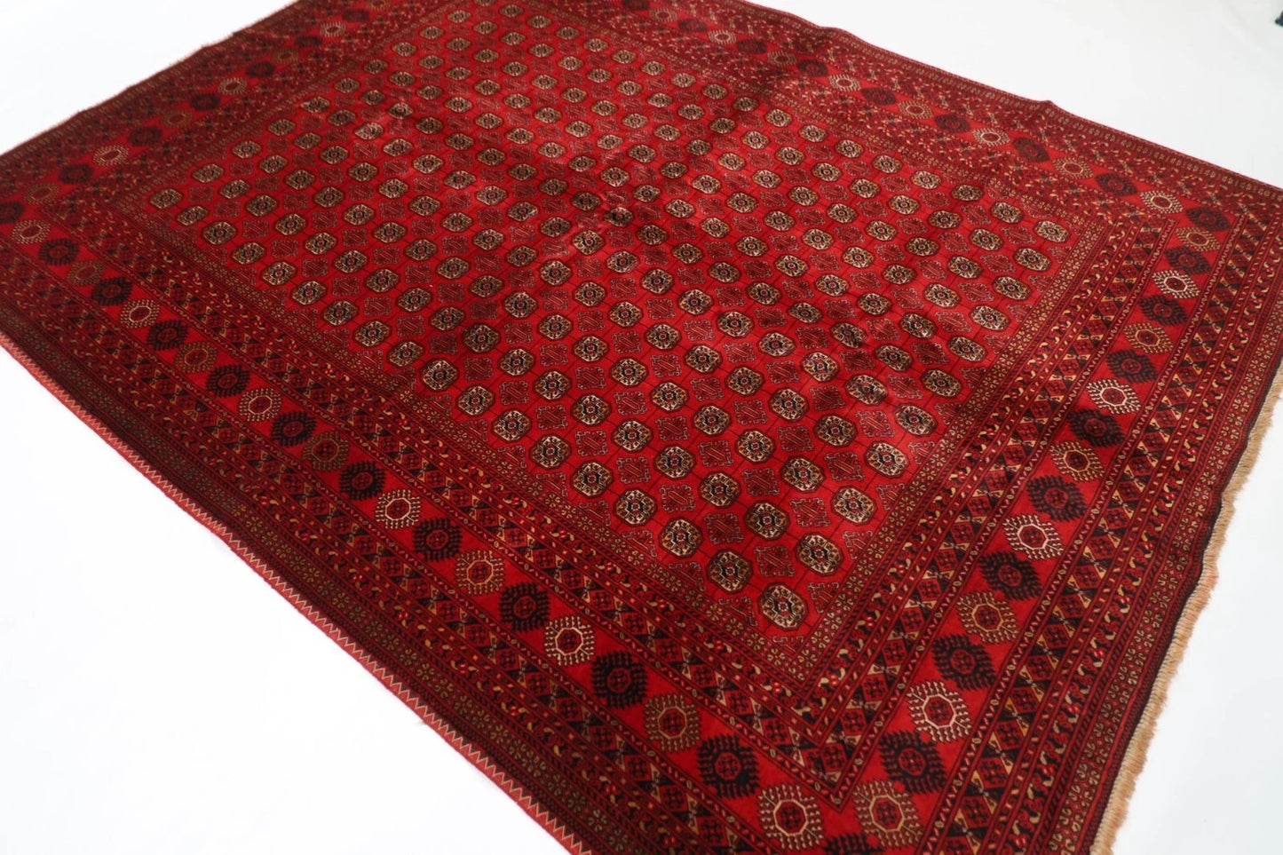 199 x 276 cm | Fine Mori Bokhara Afghan Tribal Hand Knotted Carpet