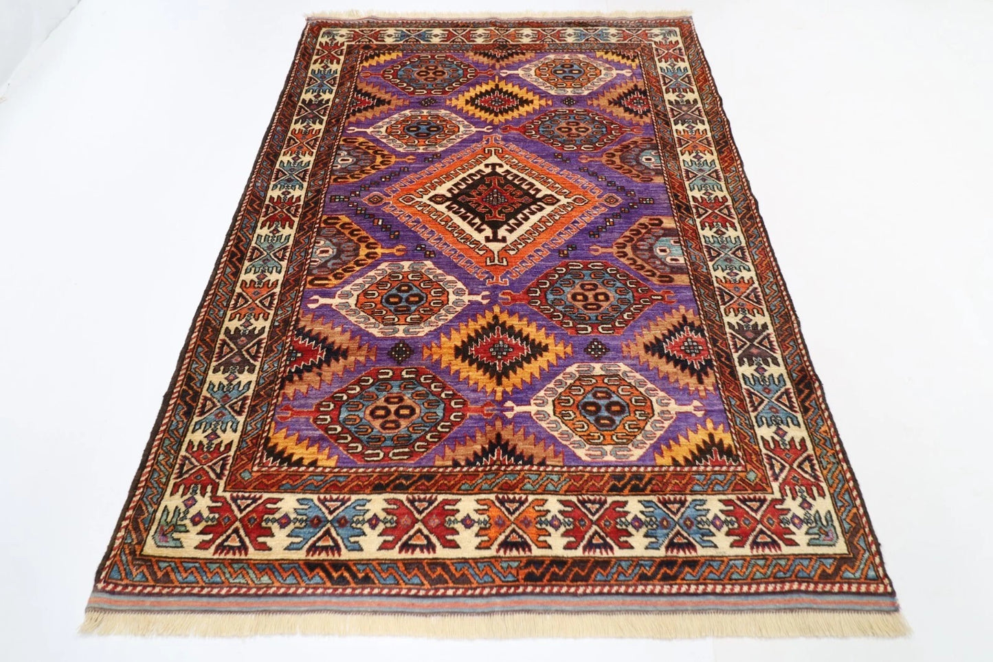 160 x 226 cm | Purple Afghan Tribal Hand Knotted Veg Dye Wool carpet