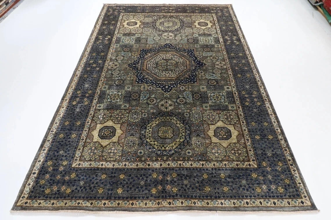 183 x 269 cm |  High Quality Mamluk Gray Afghan Tribal Hand Knotted Veg Dye Wool carpet