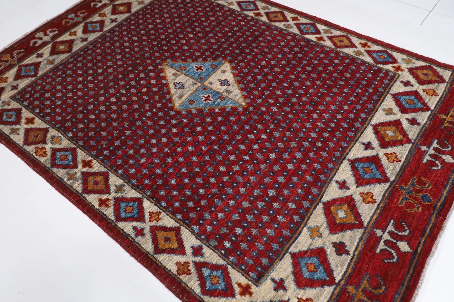 167 x 238 cm | Oushak Afghan Tribal Hand Knotted Veg Dye Wool Carpet