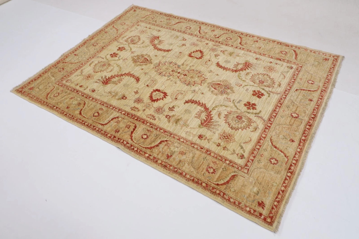 154 x 203 cm | Ziegler Afghan Tribal Hand Knotted Veg Dye Wool Carpet