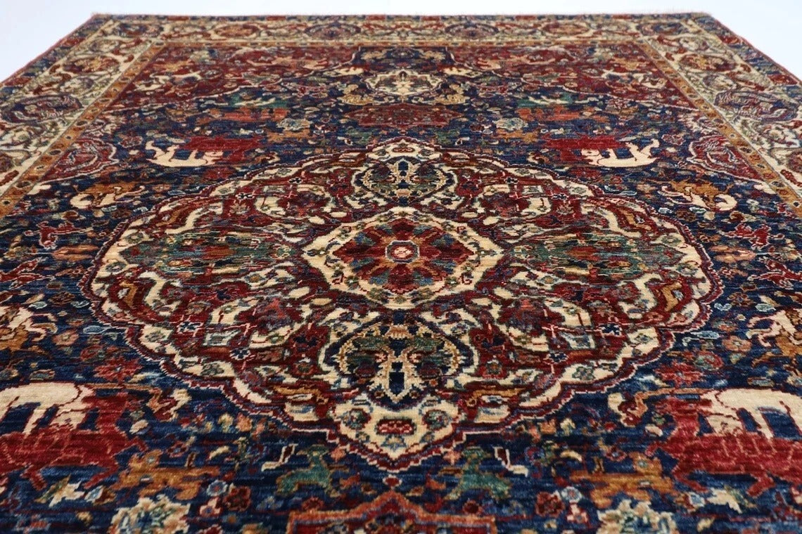 154 x 197 cm | Kerman Afghan Tribal Hand Knotted Veg Dye Wool Carpet