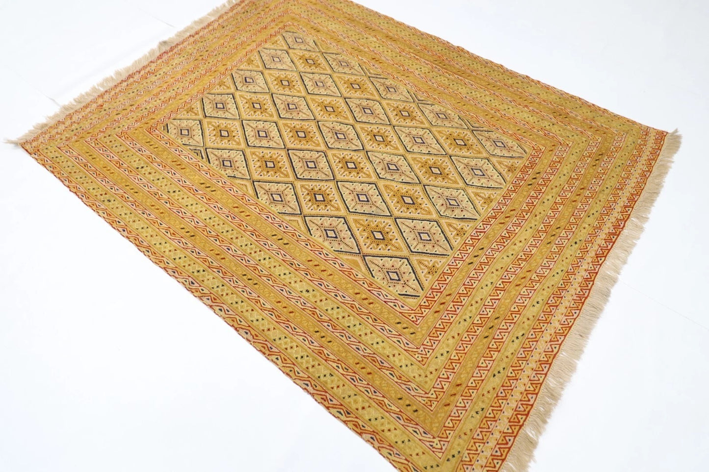 152 x 195 cm | Accent Afghan Tribal Hand Knotted Veg Dye Wool Carpet