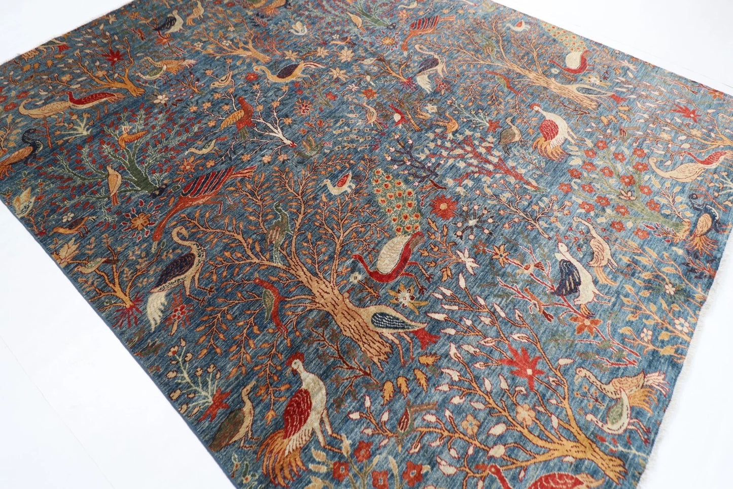 245 x 304 cm | Birds Afghan Tribal Hand Knotted Carpet