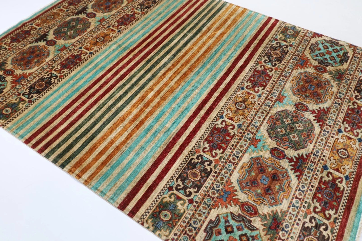 179 x 247 cm | Khorjun Afghan Tribal Hand Knotted Veg Dye Wool Carpet