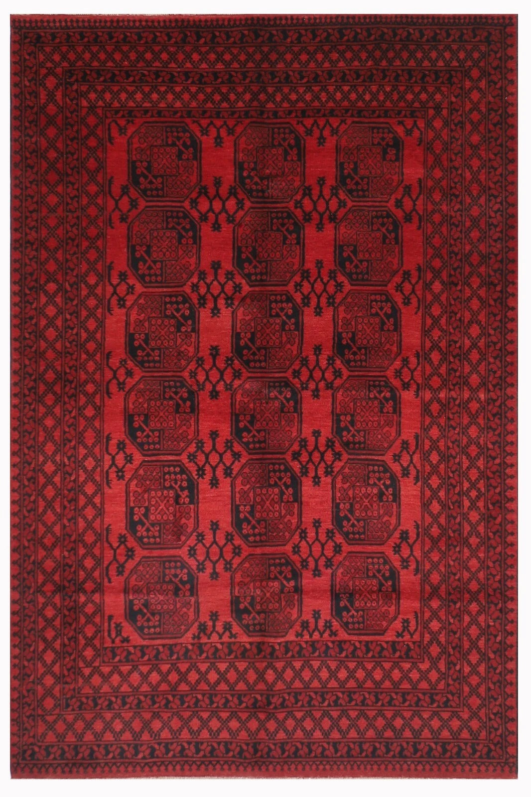 213 x 291 cm | Akja Bokhara Afghan Tribal Hand Knotted Carpet