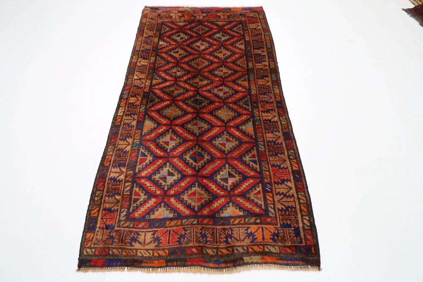 110 x 204 cm | Baluch Afghan Tribal Hand Knotted Veg Dye Wool carpet