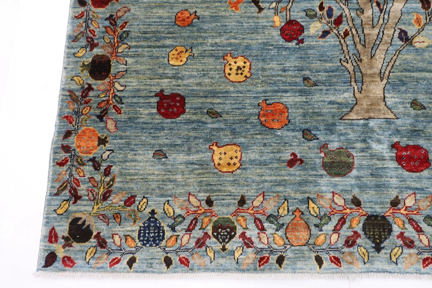 178 x 246 cm | Pomegranate Afghan Tribal Hand Knotted Veg Dye Wool Carpet