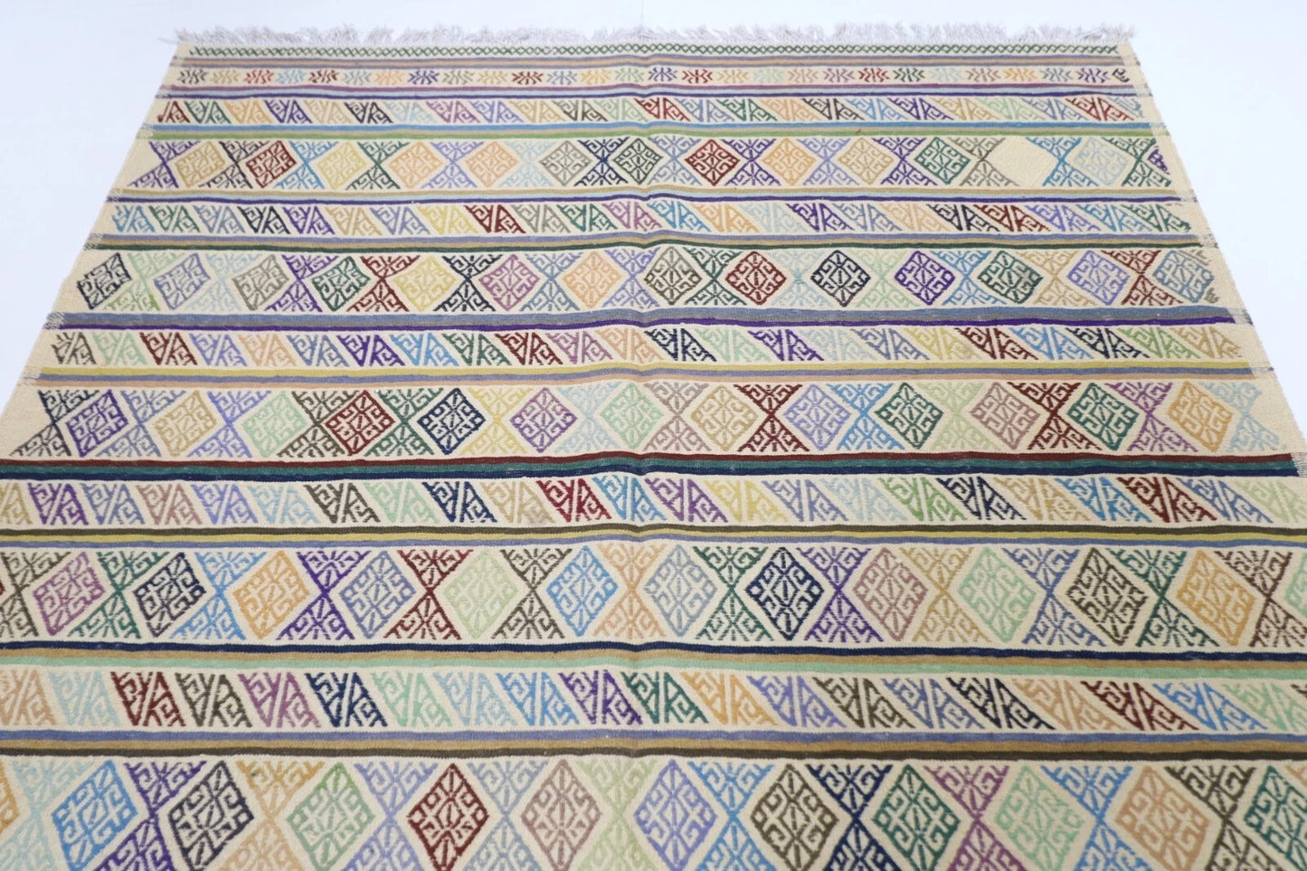 197 x 295 cm | Flat weaved Afghan Tribal Hand Knotted Carpet