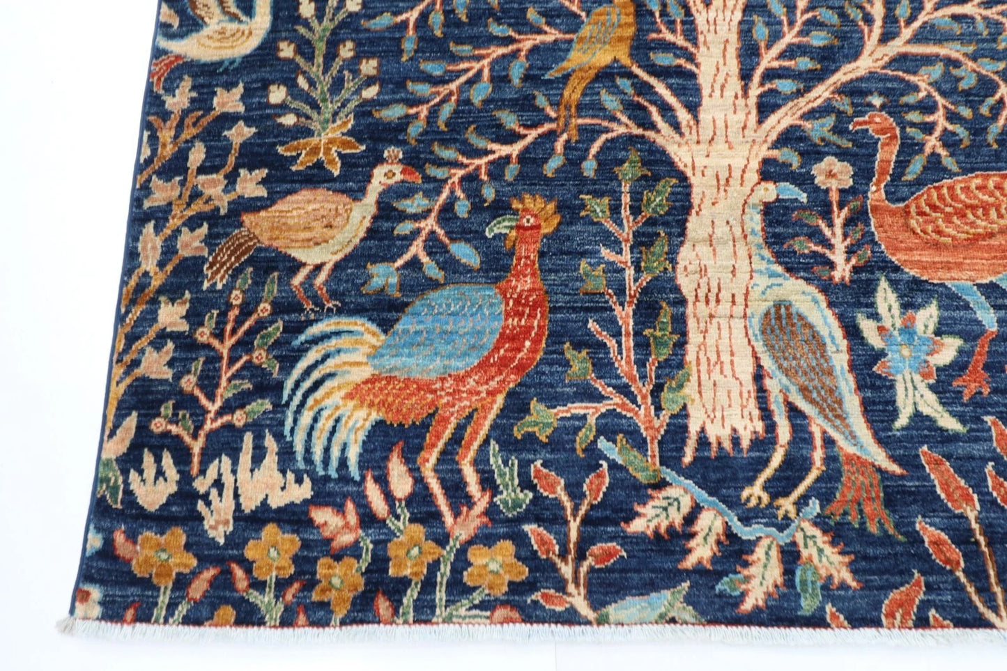 179 x 280 cm | Birds Blue Afghan Tribal Hand Knotted Veg Dye Wool carpet