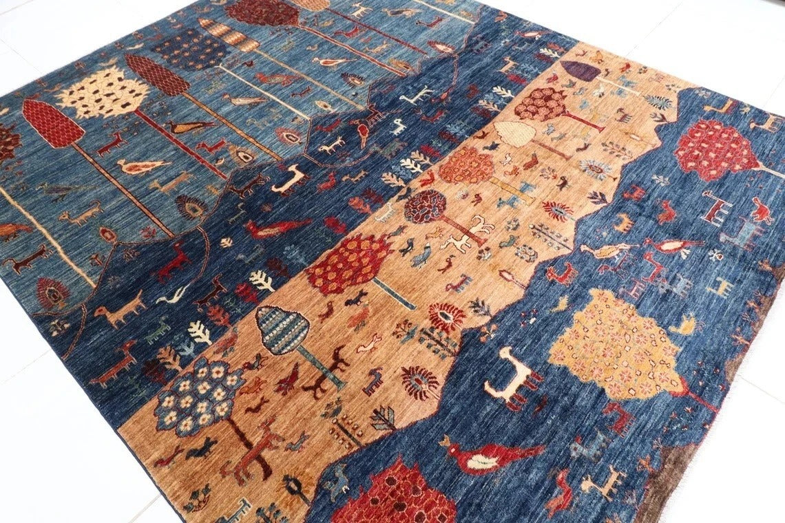 247 x 297 cm | Landscape Afghan Tribal Hand Knotted Carpet