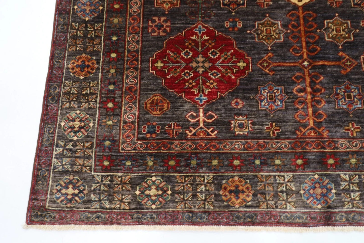 182 x 275 cm | Kazak Afghan Tribal Hand Knotted Veg Dye Wool carpet