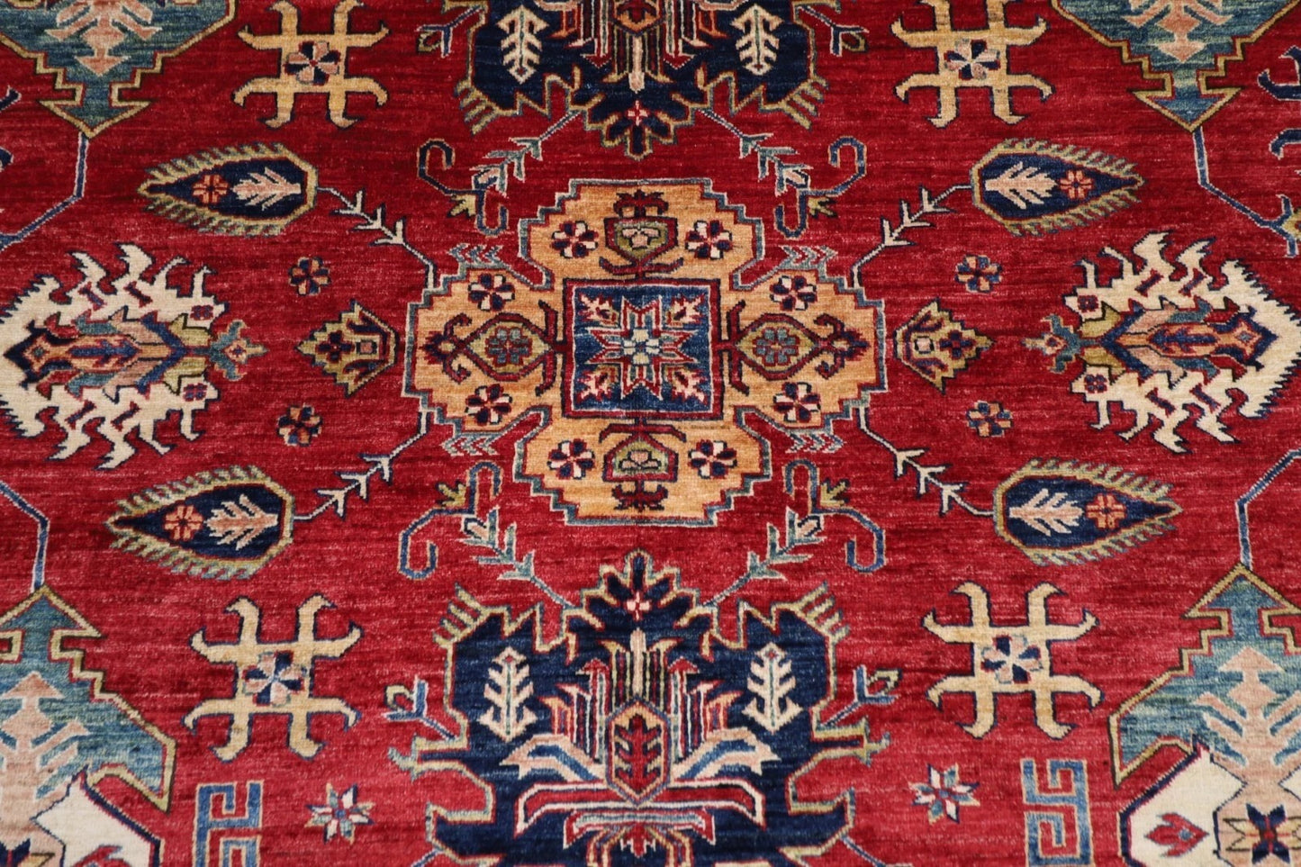 304 x 312 cm | Kazak Afghan Tribal Hand Knotted Wool Round Carpet