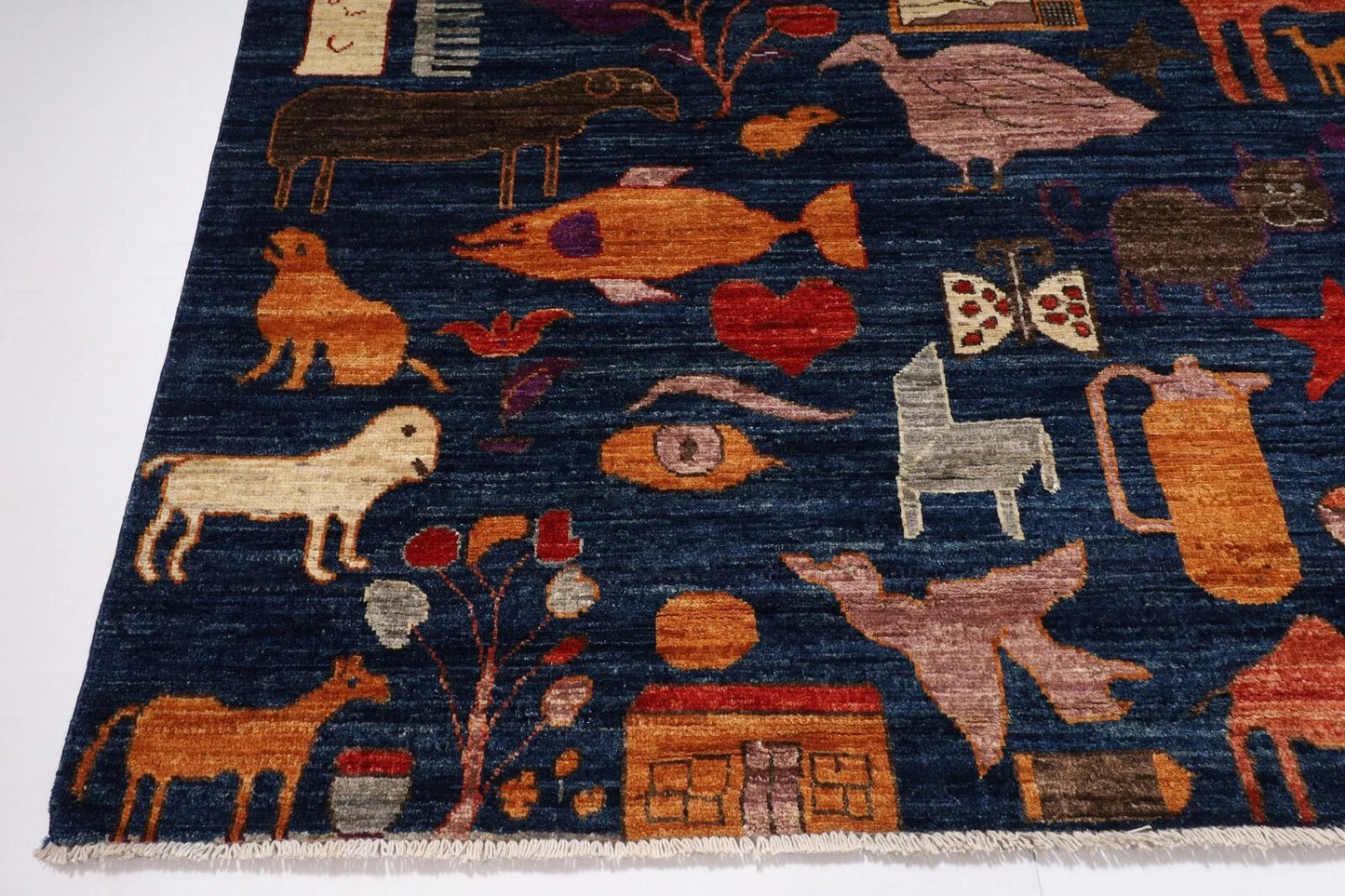 183 x 273 cm | Animal Gabbeh Blue Afghan Tribal Hand Knotted Veg Dye Wool carpet