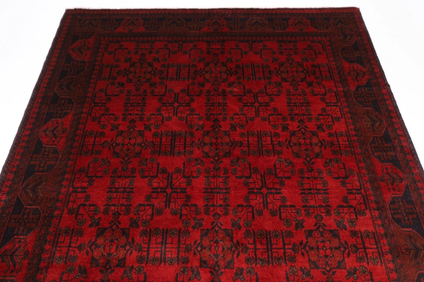 174 x 233 cm | Bokhara Afghan Tribal Hand Knotted Veg Dye Wool Carpet